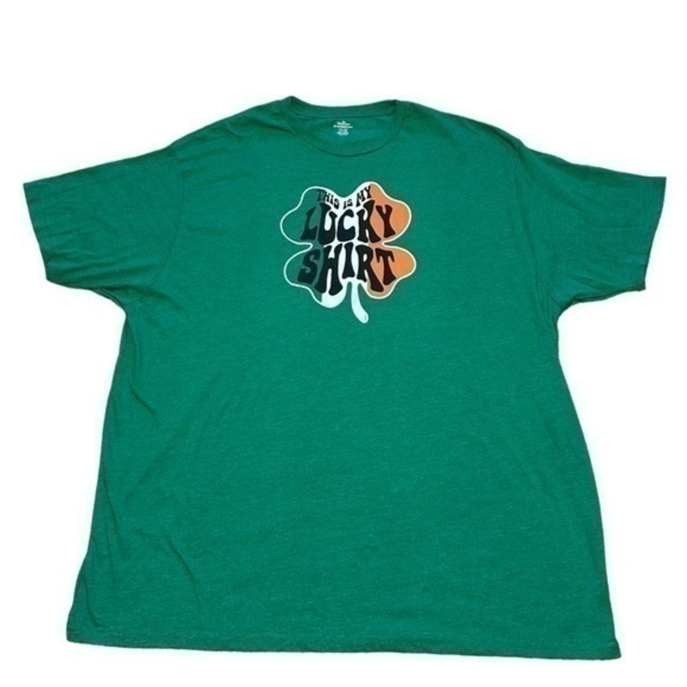 ST. PATRICKS DAY GREEN “THIS IS MY LUCKY SHIRT” CLOVER T-SHIRT, 3XL